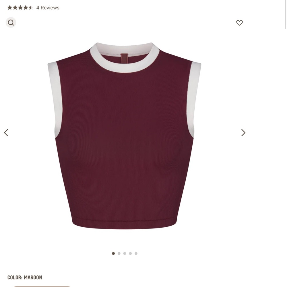 SKIMS Maroon and White Crop Top